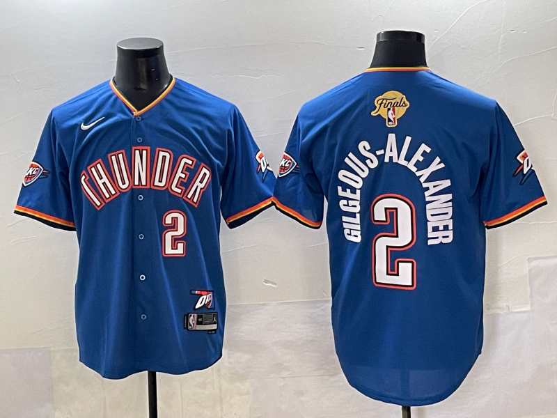 Men 2025 Oklahoma City Thunder 2 Gilgeous Alexander Blue Nike Joint Name NBA Jersey style 2